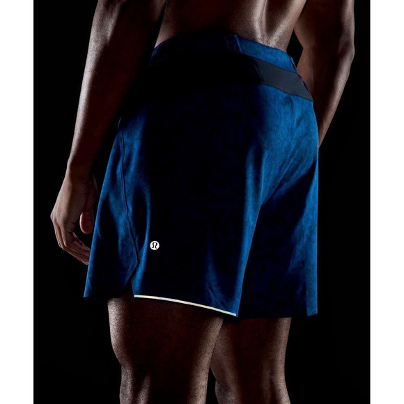 Lululemon Surge Lined Short 6" Gravel Dust Symphony Blue True Navy Sz M Gym - Picture 5 of 16